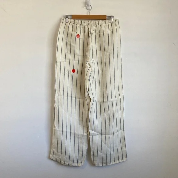 J. Crew New Soleil pant in striped linen Small Cream and Blue Striped Garment - Picture 5 of 9